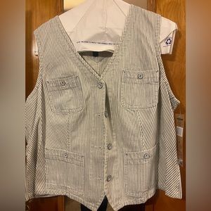 Lauren Jeans Company Blue & White Striped Vest | 100% Cotton | Plus Size 2x